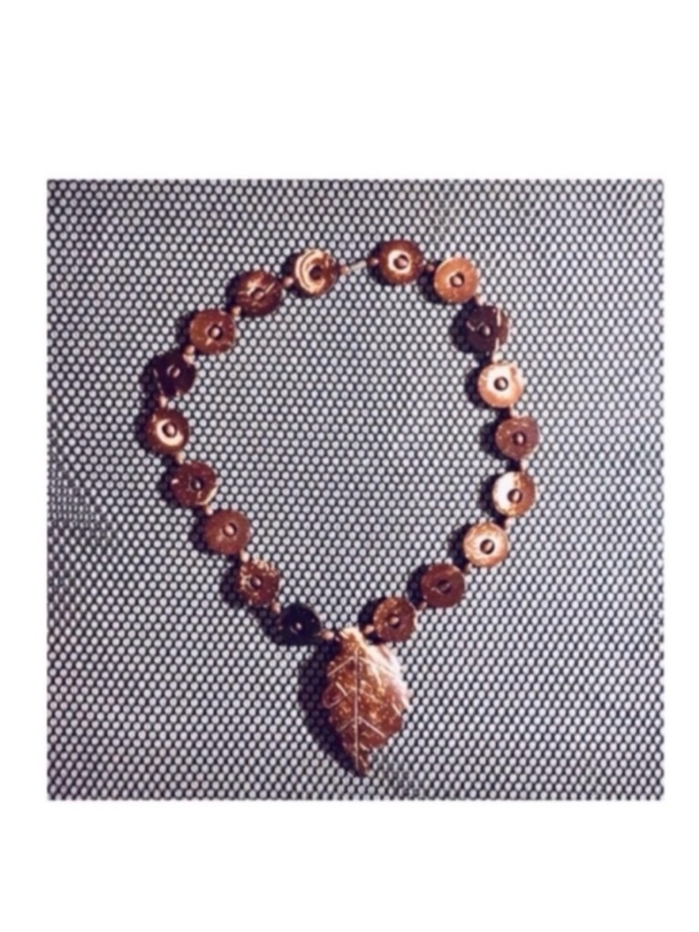Boho Coconut Shell Leaf Pendant Necklace